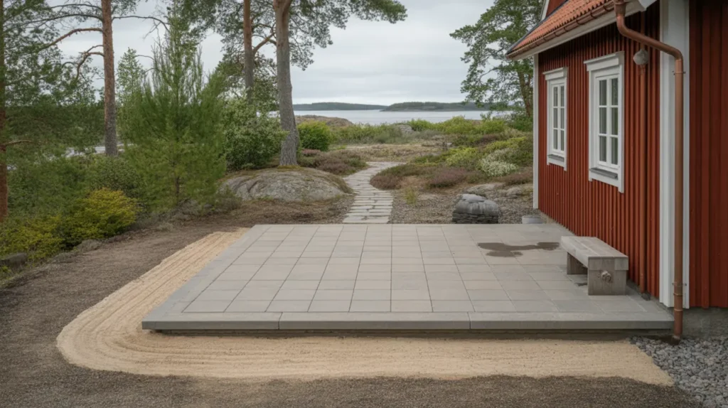 l ggning av marksten p uteplats och g ngar i gustavsberg v rmd